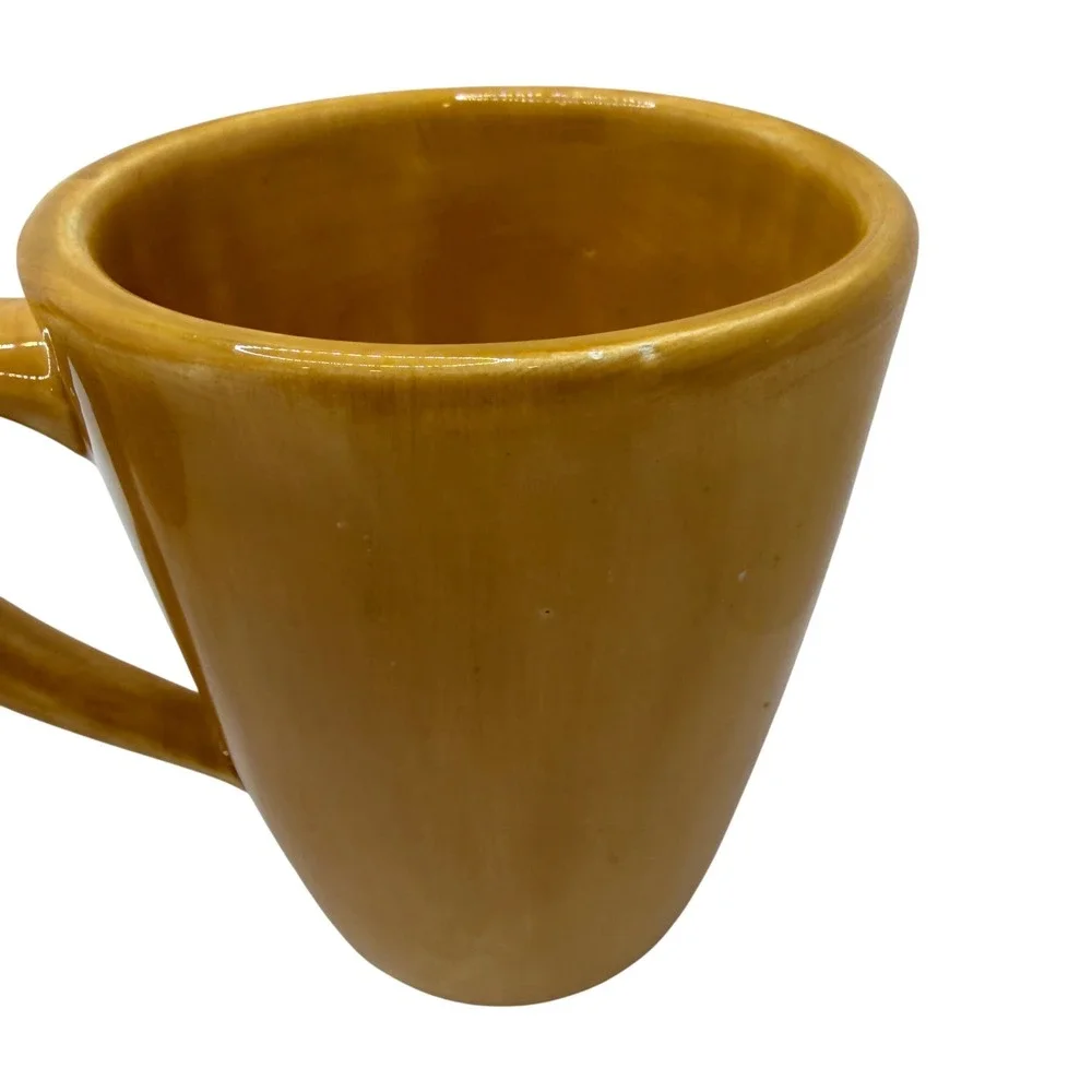 Pottery Barn Yellow Glazed Coffee Mugs Set of 2 Handcrafted Stoneware Latte Cups